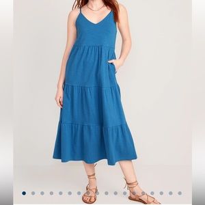 NWT - Old Navy Tie Back Tiered midi cami dress - blue size M